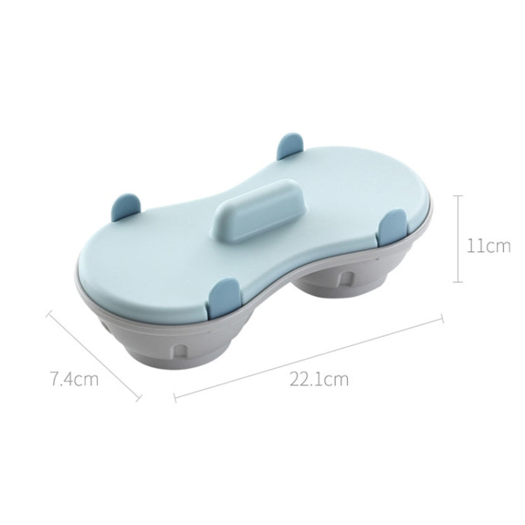 Two-compartment Steamed Egg Box Microwave Steamed Egg Plate  Egg Mold(Blue)