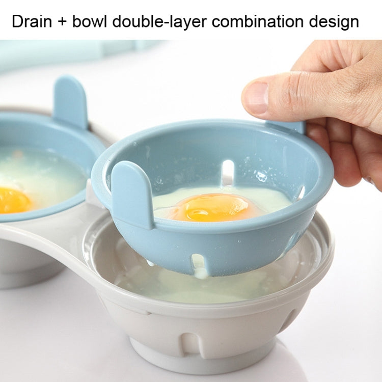 Two-compartment Steamed Egg Box Microwave Steamed Egg Plate  Egg Mold(Blue)