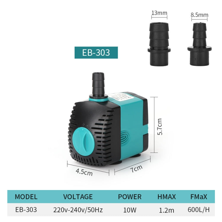 EB-303 10W Aquarium Submersible Water Pump Fountain Filter Fish Pond,EU Plug