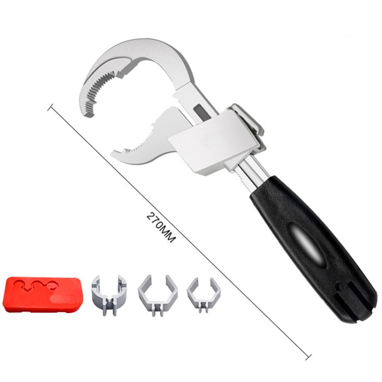 Multipurpose Bathroom Sink Circular Arc Toothed Wrench(Silver Black)