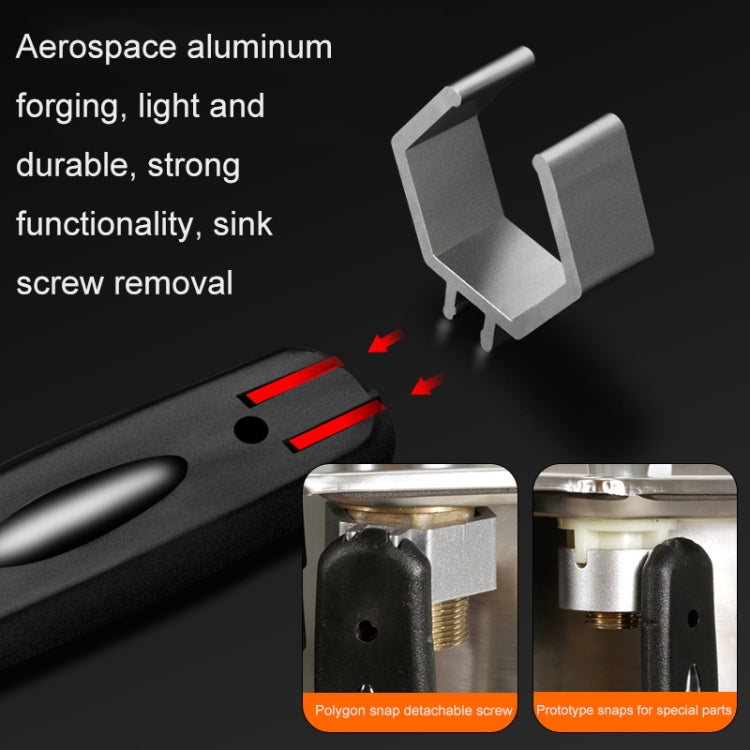 Multipurpose Bathroom Sink Circular Arc Toothed Wrench(Silver Black)