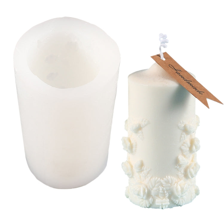 2804 Leaves Cylindrical Scented Candle Silicone Mold Plaster Drop Glue Mold