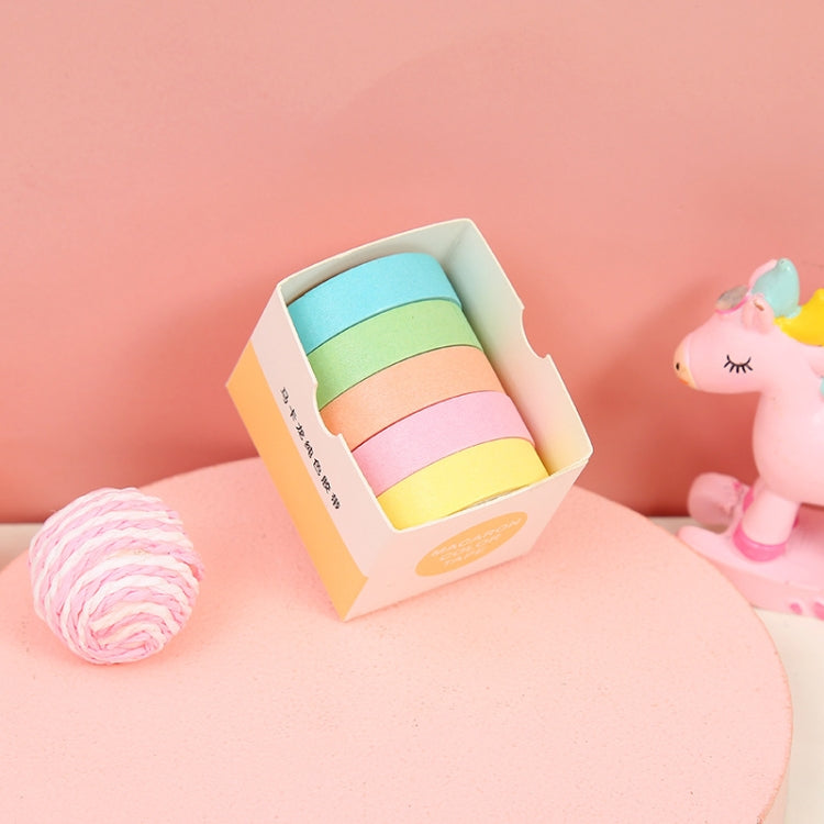 5 Boxes Student Printed Hand Account Tape Set(Macaron Solid Color 2)