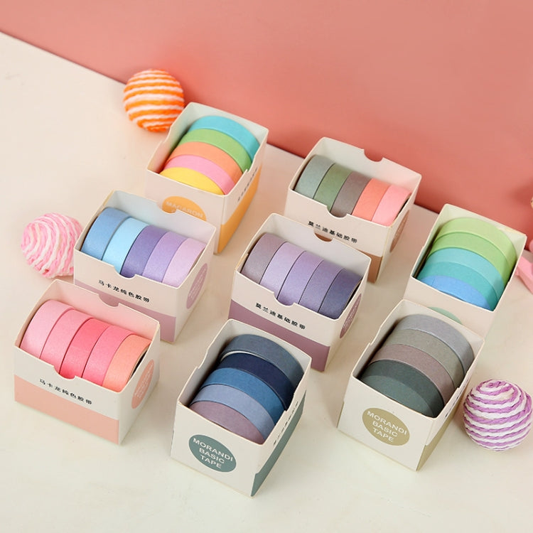 5 Boxes Student Printed Hand Account Tape Set(Macaron Solid Color 1)