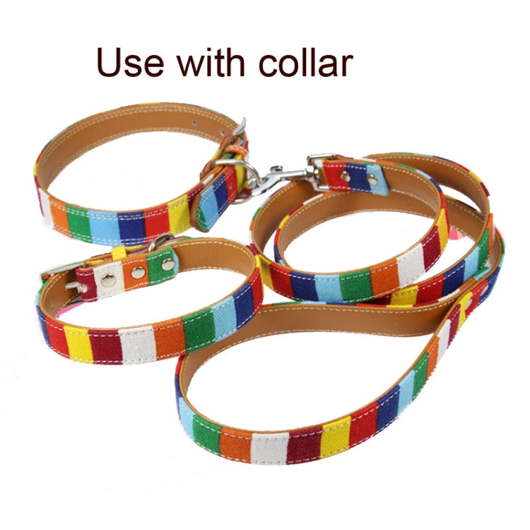 Canvas + PU Colorful Strip Pet Dog Leash S 1.5 x 120cm