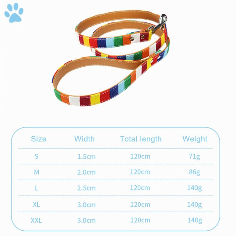 Canvas + PU Colorful Strip Pet Dog Leash  M 2.0 x 120cm