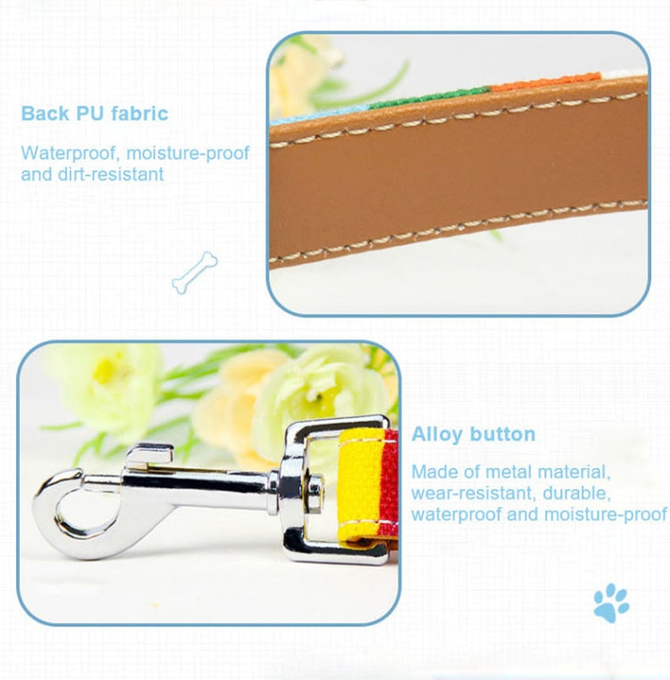 Canvas + PU Colorful Strip Pet Dog Leash  M 2.0 x 120cm