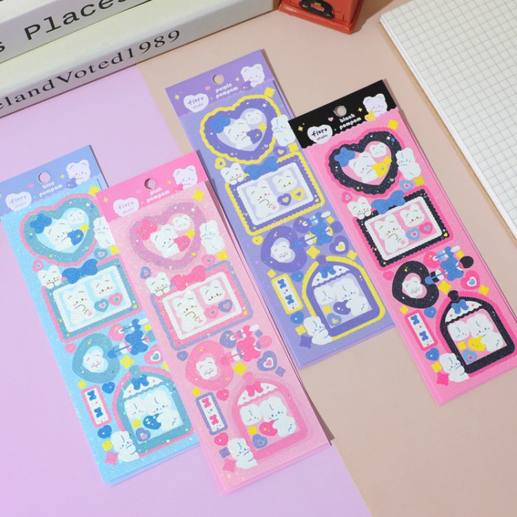 10 PCS Pompon Series Laser Sticker Hand Account Waterproof Pet Cute Sticker(Pink)