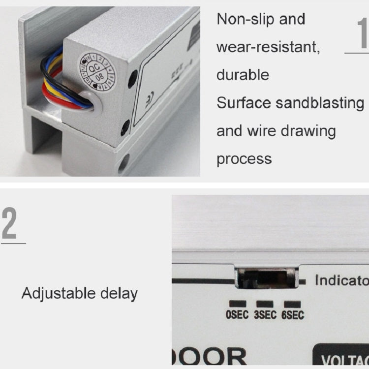 Top And Bottom Frameless Glass Door Aluminum Alloy Electric Mortise Lock(Left)
