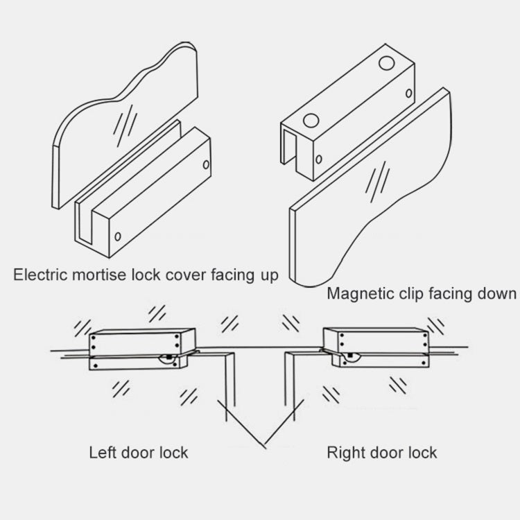 Top And Bottom Frameless Glass Door Aluminum Alloy Electric Mortise Lock(Left)