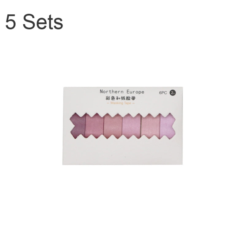 5 Sets 6pcs x 2m Student Hand Account Tape Rainbow Washi Tape(Gradient Pink)
