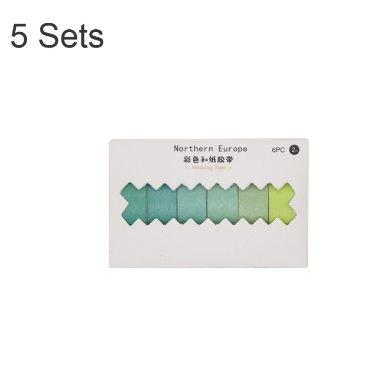 5 Sets 6pcs x 2m Student Hand Account Tape Rainbow Washi Tape(Gradient Green)