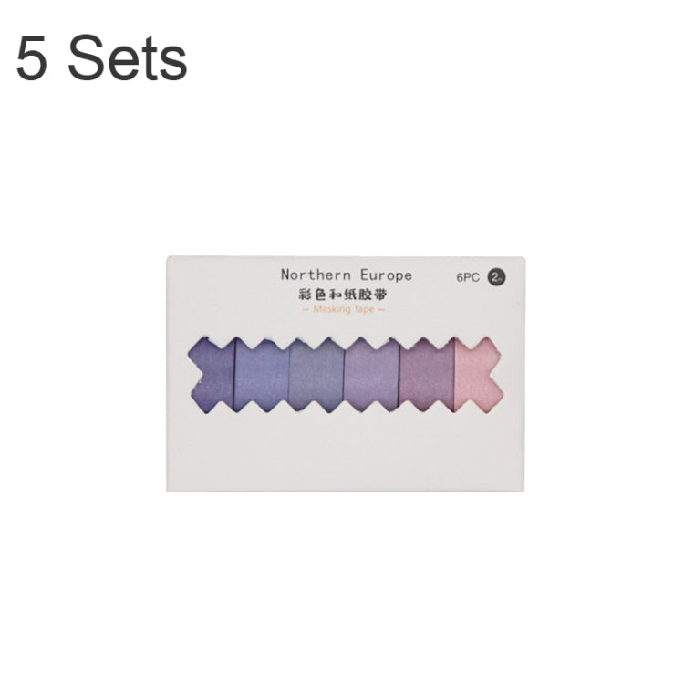 5 Sets 6pcs x 2m Student Hand Account Tape Rainbow Washi Tape(Gradient Purple)
