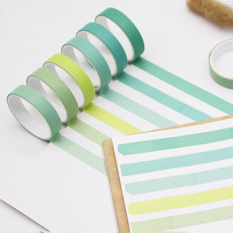 5 Sets 6pcs x 2m Student Hand Account Tape Rainbow Washi Tape(Gradient Blue)