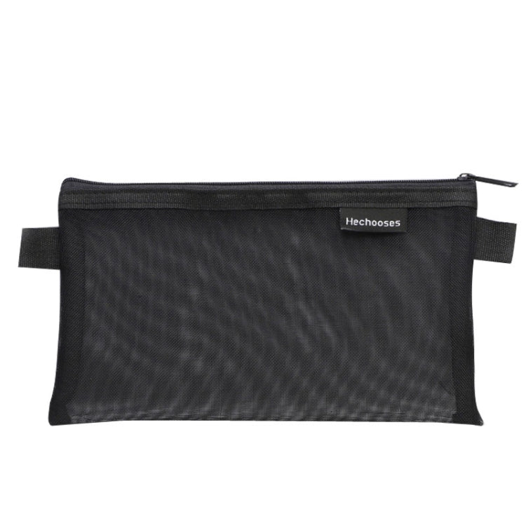Hechooses D033 Transparent Mesh Exam Portable Pen Bag, Style: Square (Black)