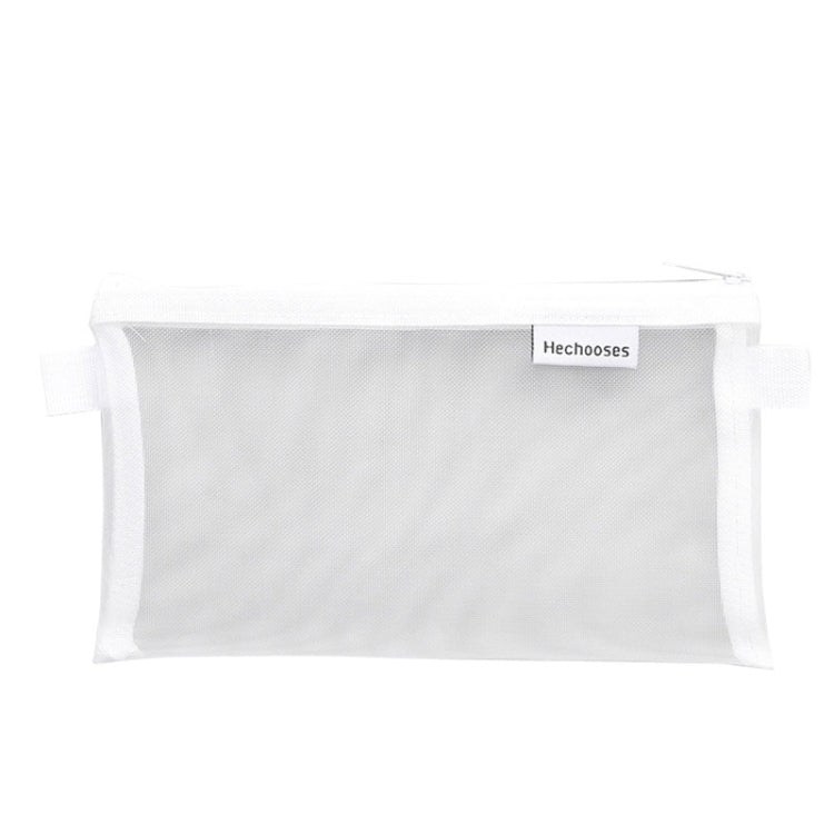 Hechooses D033 Transparent Mesh Exam Portable Pen Bag, Style: Square (White)
