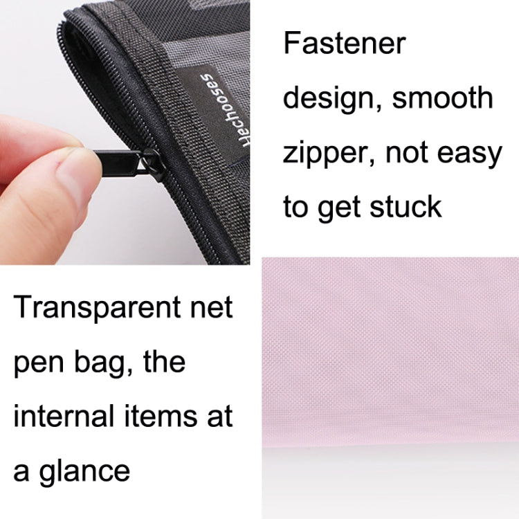Hechooses D033 Transparent Mesh Exam Portable Pen Bag, Style: Square (White)