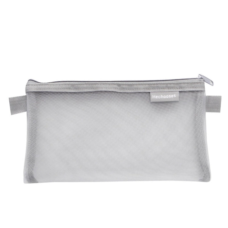Hechooses D033 Transparent Mesh Exam Portable Pen Bag, Style: Square (Gray)