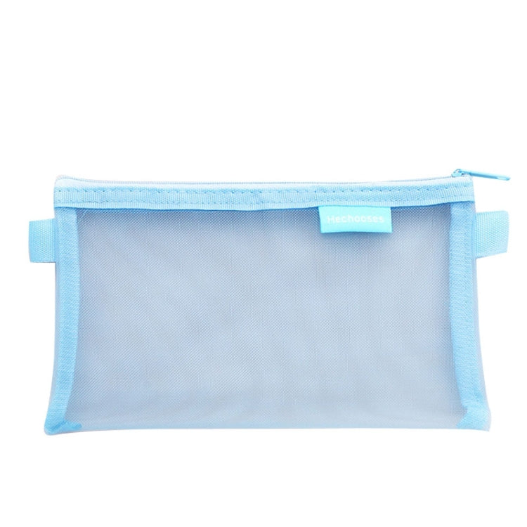 Hechooses D033 Transparent Mesh Exam Portable Pen Bag, Style: Square (Blue)