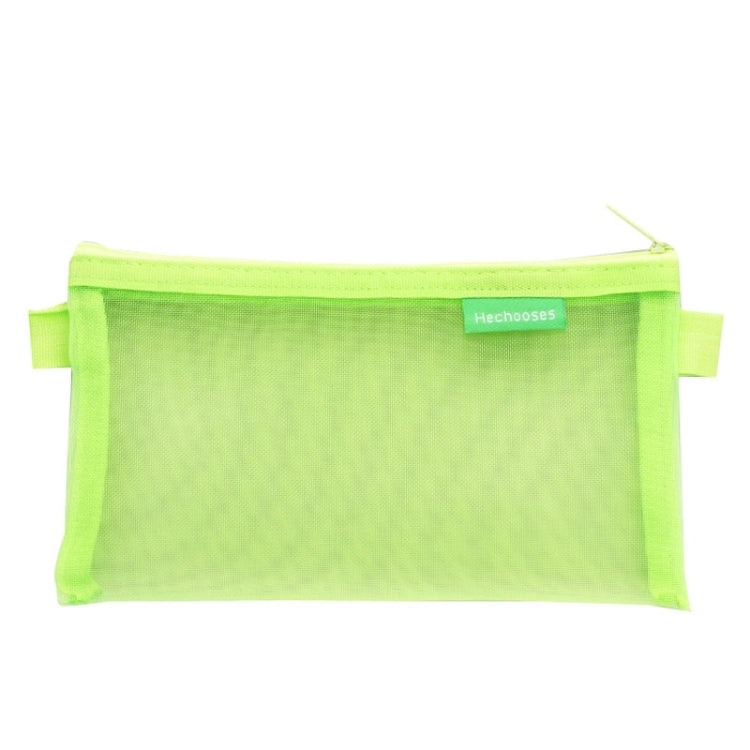 Hechooses D033 Transparent Mesh Exam Portable Pen Bag, Style: Square (Green)