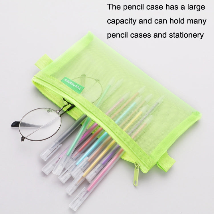Hechooses D033 Transparent Mesh Exam Portable Pen Bag, Style: Triangle (White)