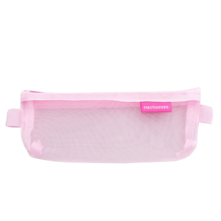 Hechooses D033 Transparent Mesh Exam Portable Pen Bag, Style: Triangle (Pink)