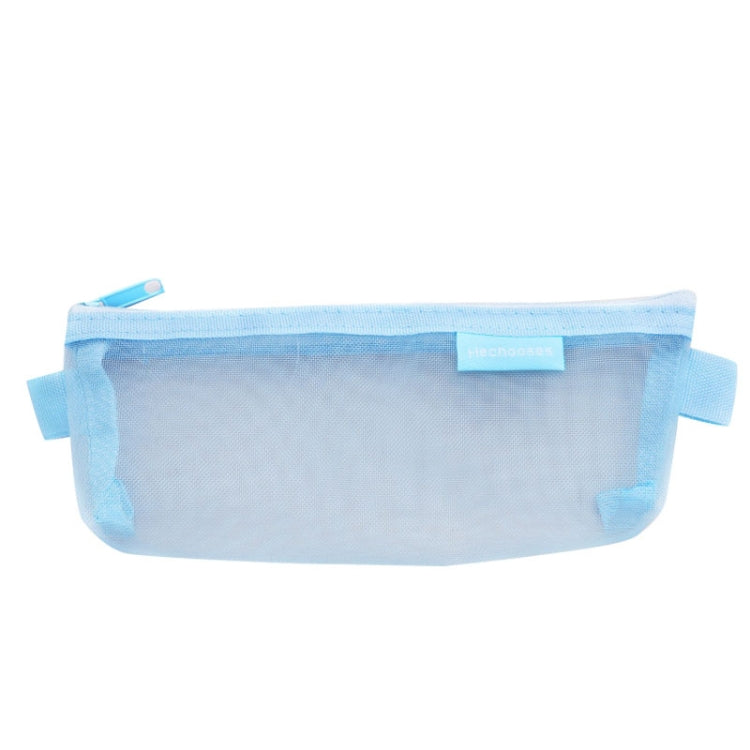 Hechooses D033 Transparent Mesh Exam Portable Pen Bag, Style: Triangle (Blue)