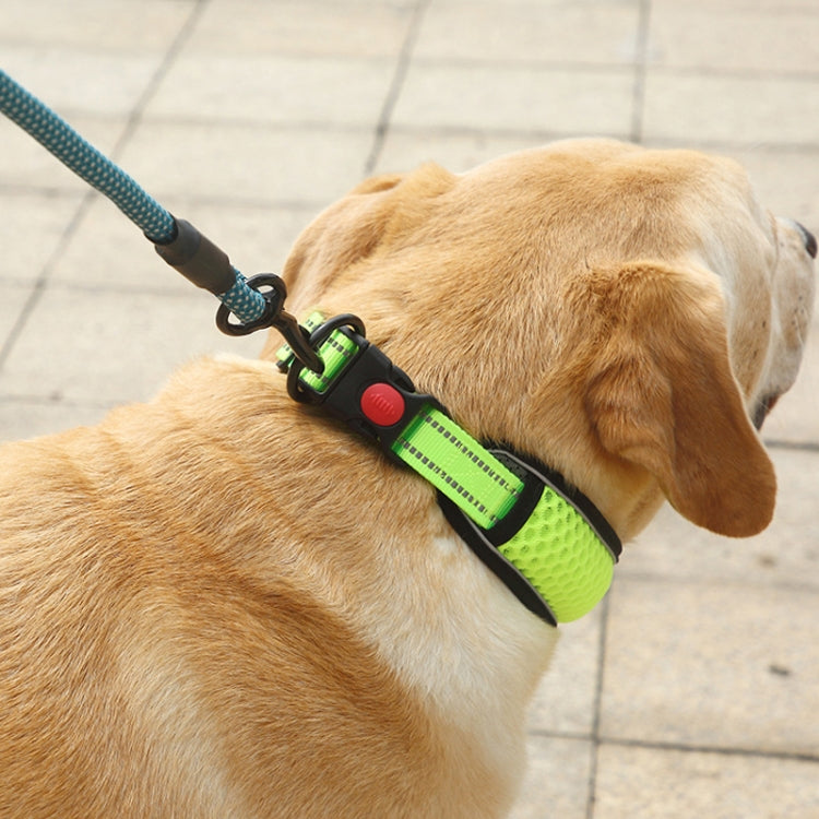Honeycomb Net Dog Collar Neck Collar Breathable Reflective Anti-Strangle Collar S(Light Blue)