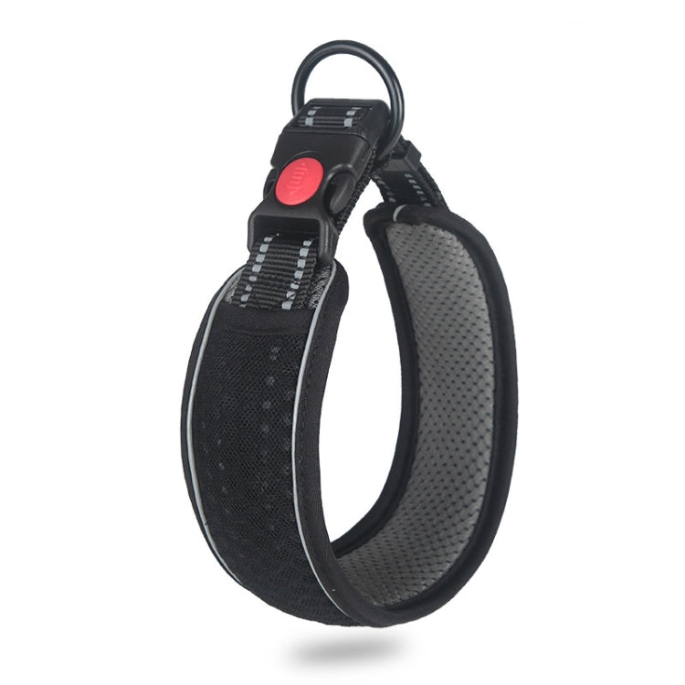 Honeycomb Net Dog Collar Neck Collar Breathable Reflective Anti-Strangle Collar M(Black)