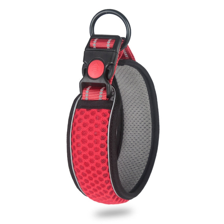 Honeycomb Net Dog Collar Neck Collar Breathable Reflective Anti-Strangle Collar M(Red)