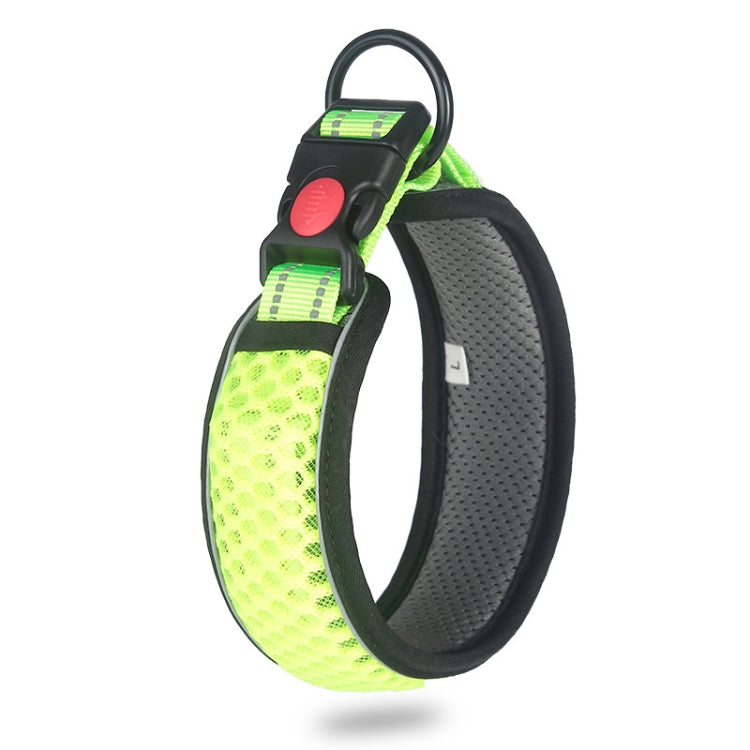 Honeycomb Net Dog Collar Neck Collar Breathable Reflective Anti-Strangle Collar XL(Fluorescent Green)