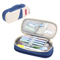 Deer Forest BL-A003 Macaron Large-capacity Double-layer Canvas Pencil Case Stationery Box(Navy Blue)