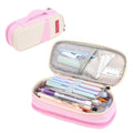 Deer Forest BL-A003 Macaron Large-capacity Double-layer Canvas Pencil Case Stationery Box(Cherry Pink)
