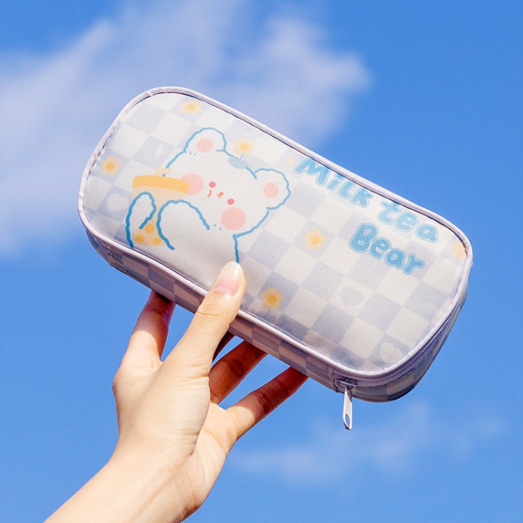 A22 Large-Capacity Cute Cartoon Pattern Pen Bag Stationery Storage Bag(Blue)