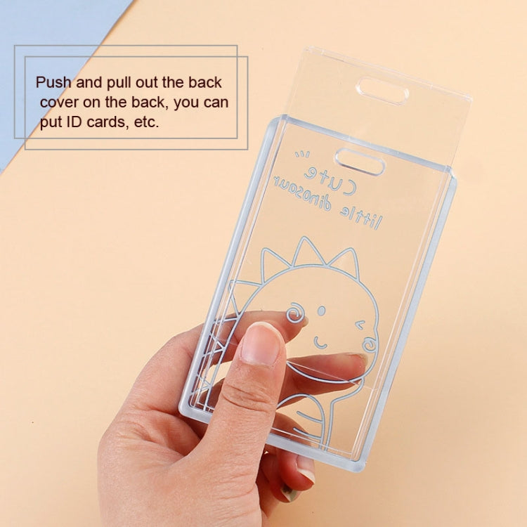 2 PCS Transparent Acrylic Push Pull Card Sleeve Bell Keychain Ring ID Card Sleeve(Bear)