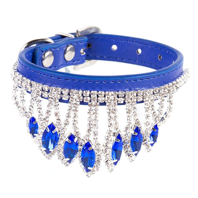 Gem Rhinestone Pet Collar Puppy Cat Pet Collar XS(Blue)