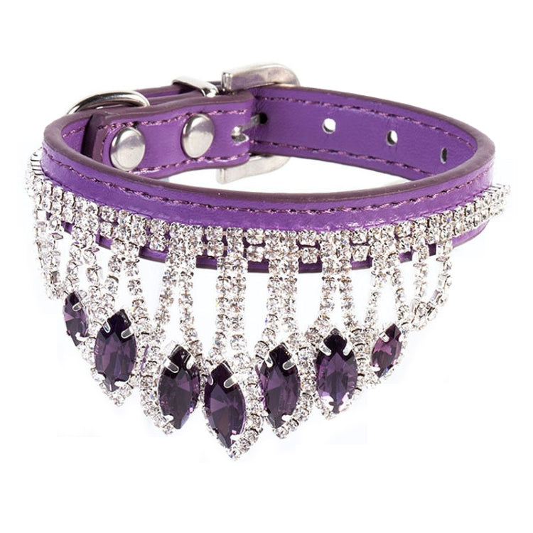Gem Rhinestone Pet Collar Puppy Cat Pet Collar XS(Purple)