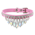 Gem Rhinestone Pet Collar Puppy Cat Pet Collar XS(Pink)