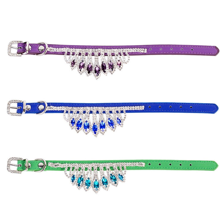 Gem Rhinestone Pet Collar Puppy Cat Pet Collar S(Blue)