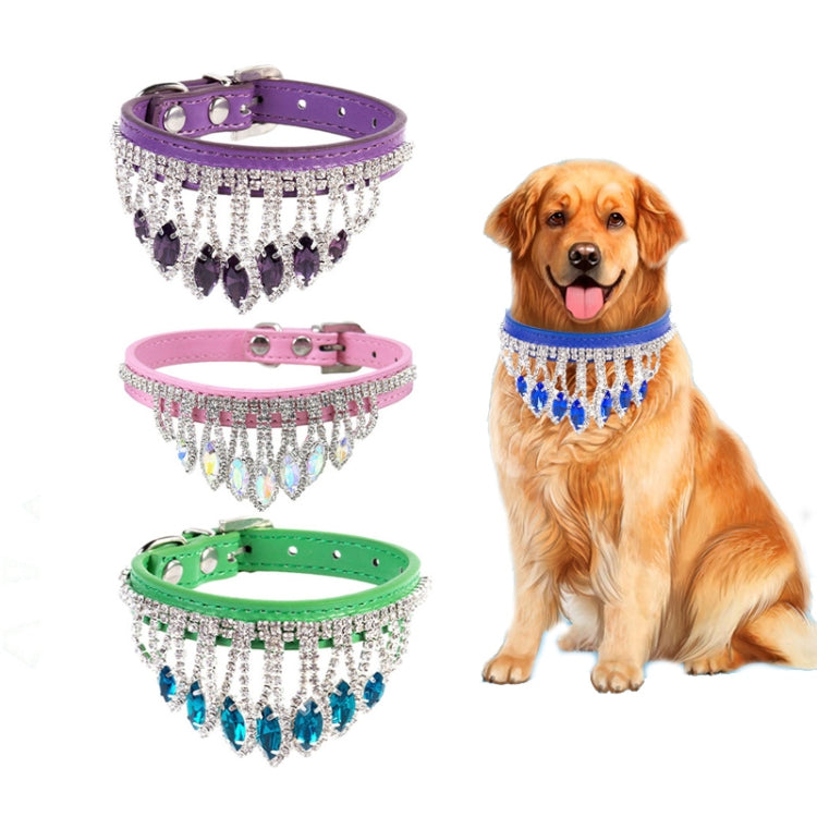 Gem Rhinestone Pet Collar Puppy Cat Pet Collar XS(Purple)
