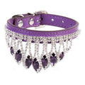 Gem Rhinestone Pet Collar Puppy Cat Pet Collar M(Purple)