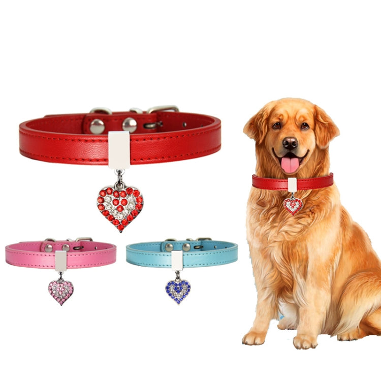 Heart Shaped Pendant PU Leather Dog Collar Pet Dog Leash, Size: XS 1.3-25cm(Pink)