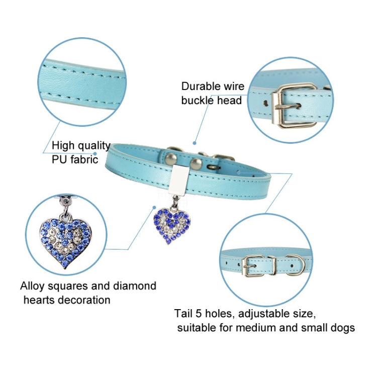 Heart Shaped Pendant PU Leather Dog Collar Pet Dog Leash, Size: S 1.3-30cm(Red)