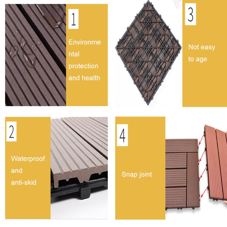 Outdoor Plastic Wood Waterproof Anti-corrosion Splicing Floor(Coffee)