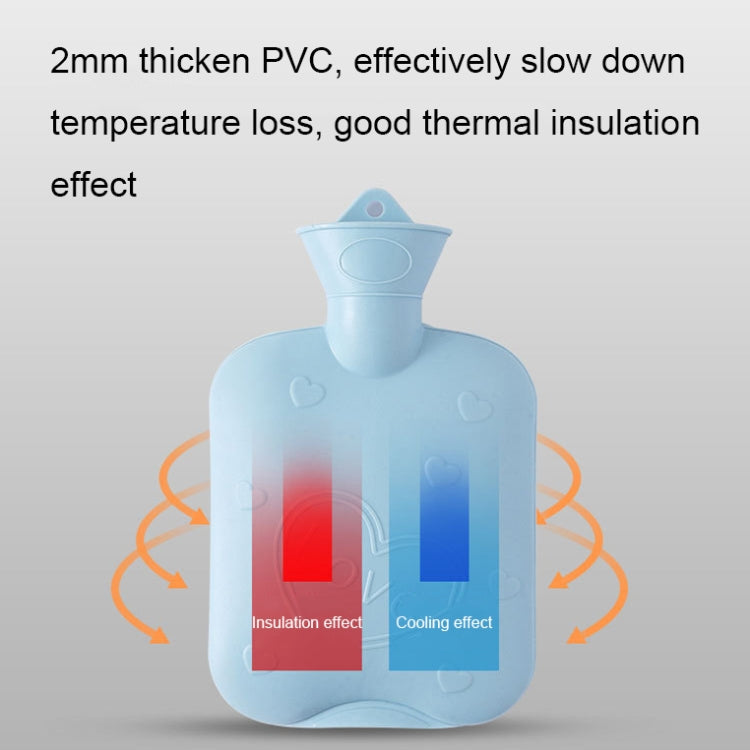006 1000ml Thickened Explosion-proof Heart Embossed Water Injection Hot Water Bag(C Model Blue)