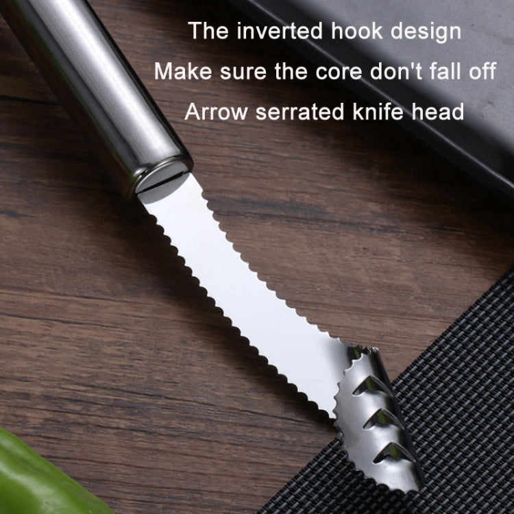 10 PCS Stainless Steel Pepper Seed Decator Fruit Kernel Knife Diplonema Handle
