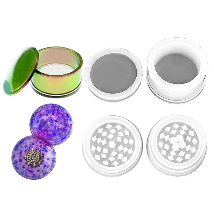 DIY Crystal Epoxy Silicone Mold Combination Set, Shape: Storage Round+Grinding Device