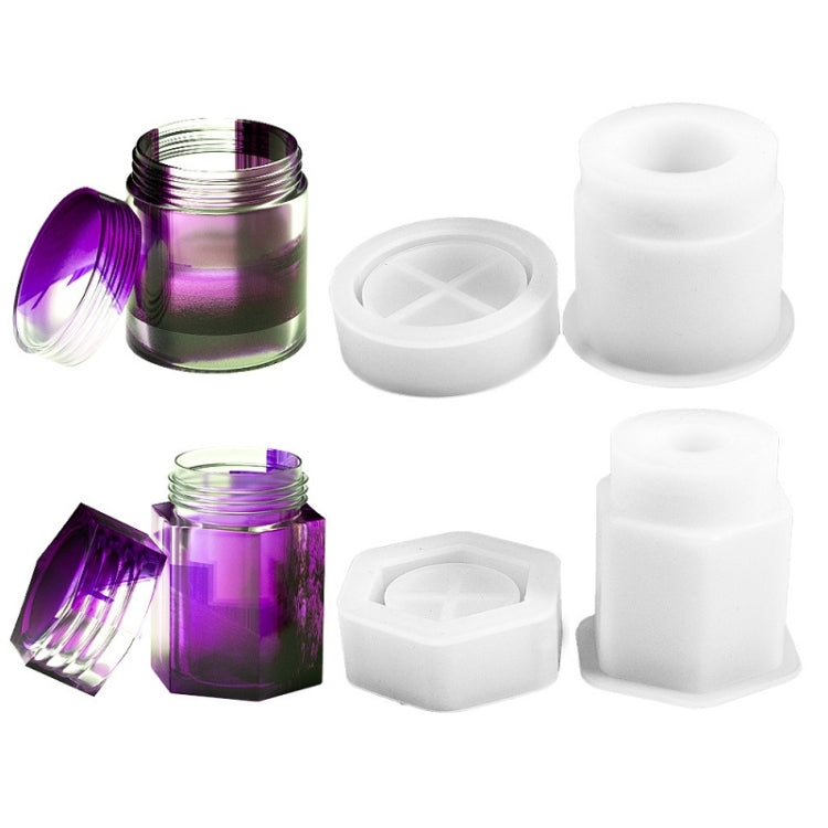 DIY Crystal Epoxy Silicone Mold Combination Set, Shape: Hexagonal Prism+Circular Bottle