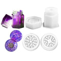 DIY Crystal Epoxy Silicone Mold Combination Set, Shape: Hexagonal Prism Bottle+Grinding Device