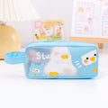 PVC Cute Cartoon Large Capacity Student Stationery Bag(Blue)